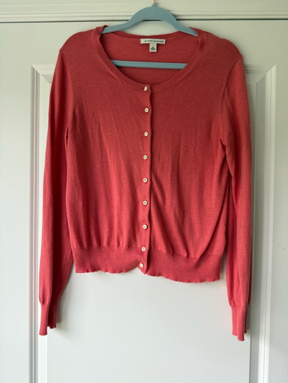 Banana Republic Coral Pink Button Cardigan, Silk Blend, XL